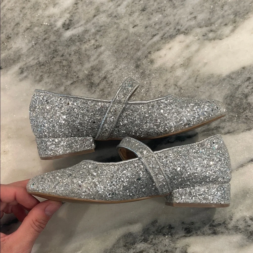J.Crew Girls' K12 slip on glitter-low heel Mary Jane Shoes